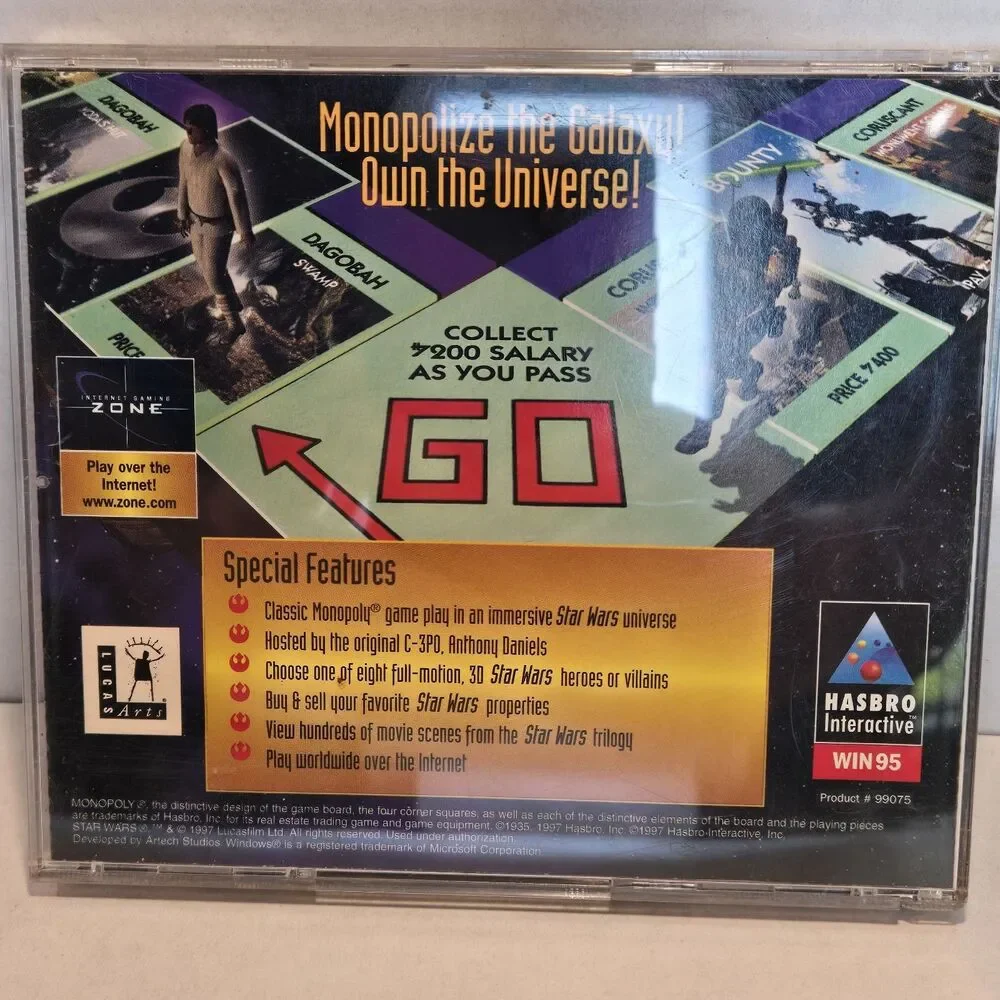 Vintage 1997 Star Wars Monopoly CD-ROM Edition PC Game - Hasbro Interactive